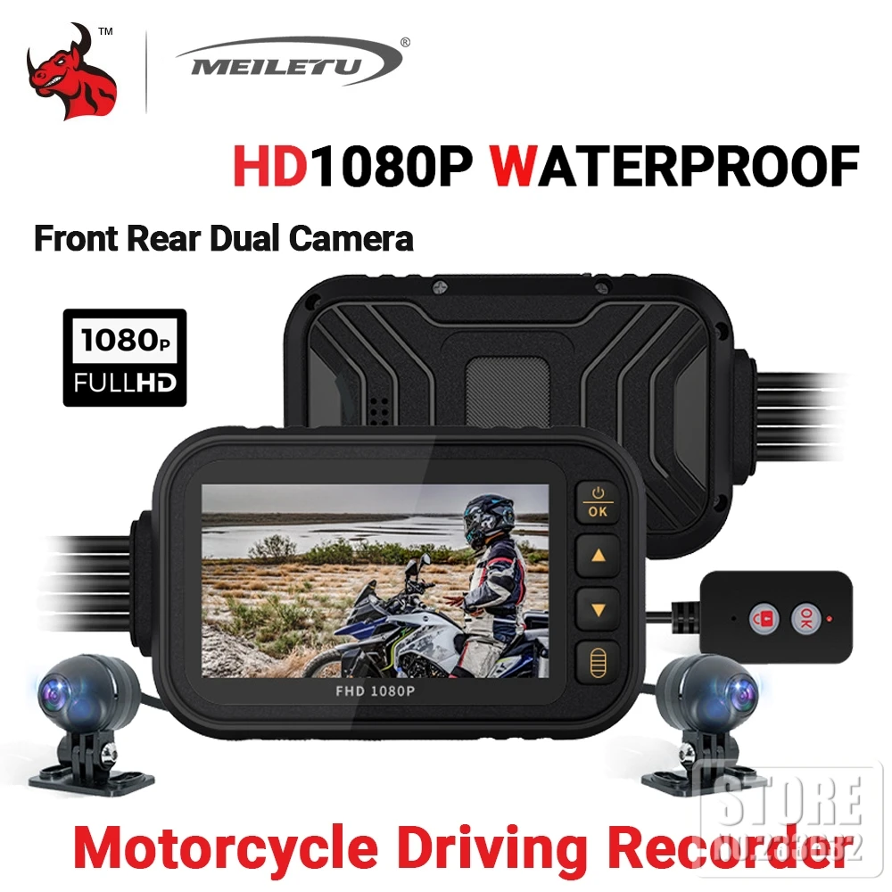 Motociklo DVR Brūkšnys Kamera Full HD 1080P+720P Priekiniai Galinio vaizdo Vandeniui Motociklas, Fotoaparatas, Diktofonas Lauke Motociklo Vairavimo Diktofonas 4