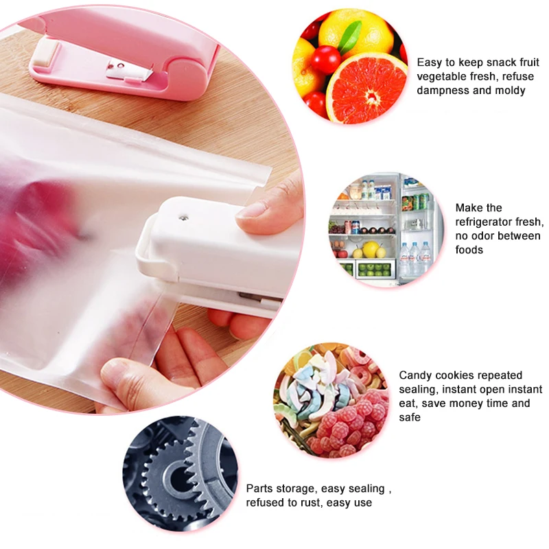 Nešiojamų Sandarinimo Mašina Šilumos Plastiko Maišą Maisto Užkandžių Maišelį Maisto Produktų Pakuočių Virtuvės Saugojimo Krepšys Įrašus Virtuvės Reikmenys Saugojimas 4