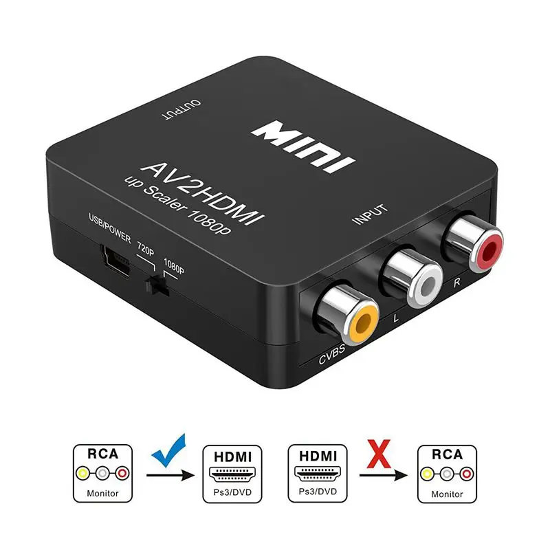 RCA, HDMI, 1080P Mini RCA Composite CVBS AV ir HDMI Vaizdo Garso Keitiklis Adapteris Remti PAL/NTSC su USB Įkrovimo Kabelis fo 4