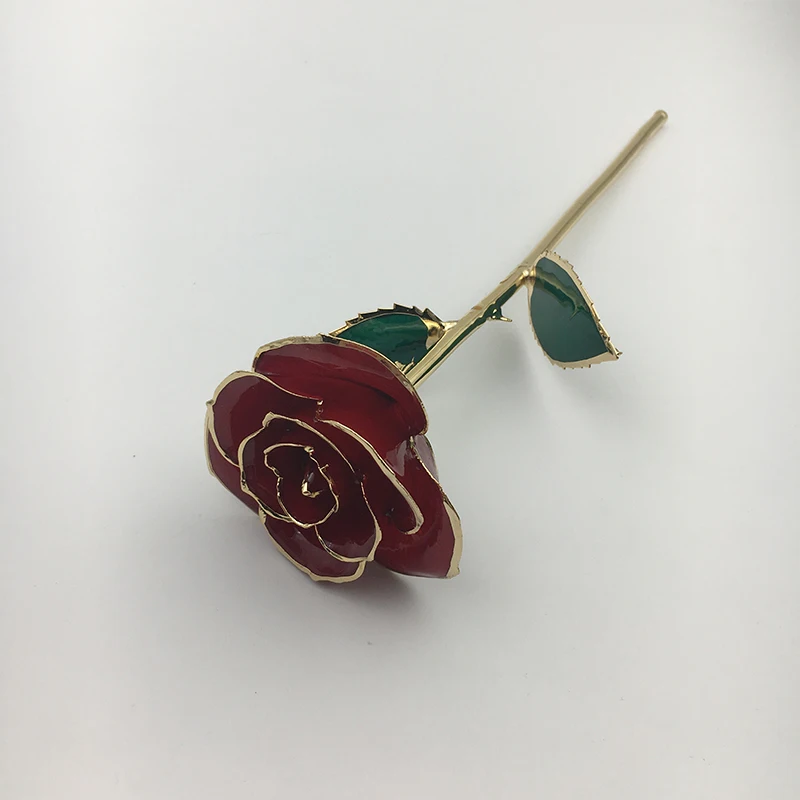 G013-8 Nekilnojamojo Rose artimųjų 24K Auksu raudonos konservuotos Rožių gėlių 11 cm, su gražia dovanų dėžutė vestuvių dovanų, ir Meilės Dovana 4