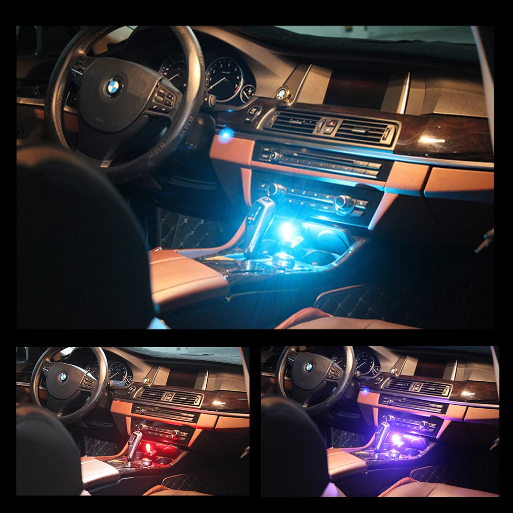 Mini Automobilių LED Šviesos Atmosfera Balso ir Touch Kontrolės RGB Dekoratyvinės Lempos USB Magija Etapo Poveikį Šviesos Žiebtuvėlis 4