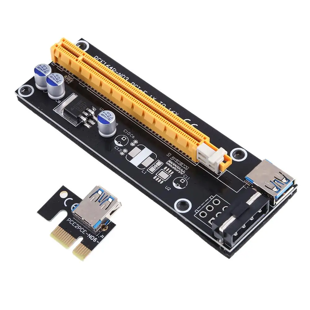 PCI-E 1x iki 16x Kasybos Mašinos Miner Patobulintas Extender Riser Card Adapteris su 60cm(2 metrų) USB 3.0 & SATA Maitinimo Kabelis Naujas 4