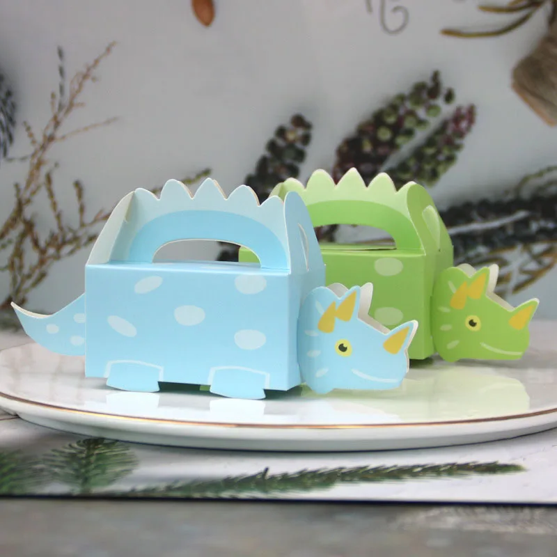 10vnt Dinozaurų Šalis Slapukas Langelį Baby Shower Saldainių Dėžutė Gydyti Vaikų Gimtadienio Popieriaus Dėžės Dovanų Pakavimo Grupė Tiekia Cake Box 4