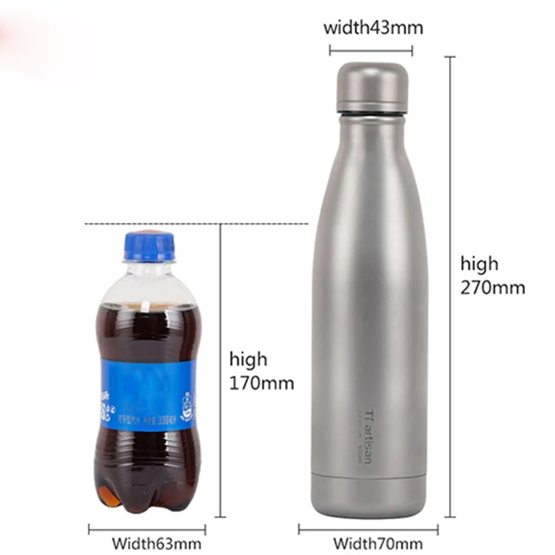 Titano Vandens Butelis Vakuuminės Izoliuoti Kolbos Šilumos Kokso Butelį Sporto Vėsus Karšto Šalto Taurės Kūrybos Puodelis 500ML Ta8395 4