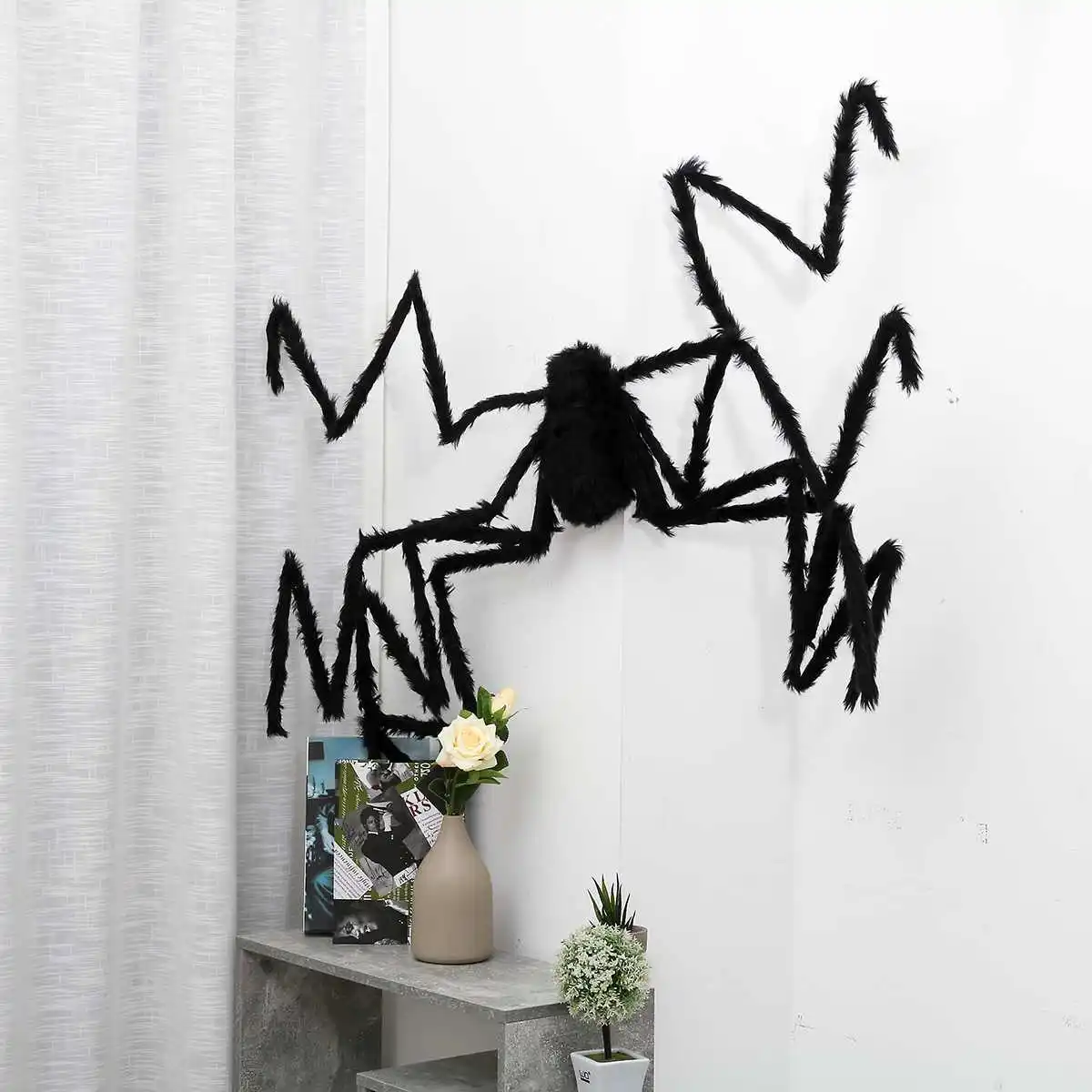 230cm 60cm Plaukuotas Giant Spider Apdailos Helovinas Apdailos Prop Haunted House Dekoro Atostogų Voras Papuošalai Šaliai Dekoro 4