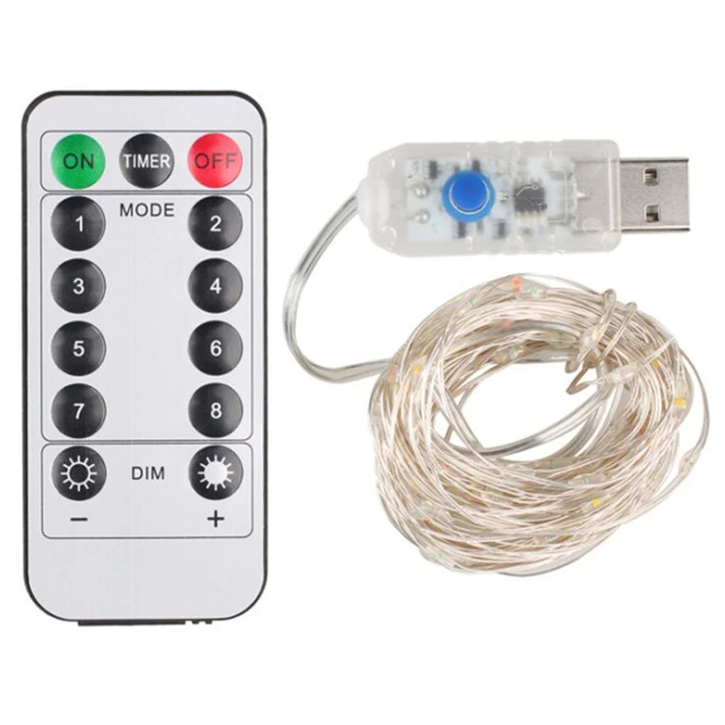 50/100/200 LED Varinės Vielos String Žibintai USB Kištukas, Pasakų Žibintai su Nuotolinio 8 Režimai Kalėdinė Girlianda Vandeniui Lauko Žibintai 4