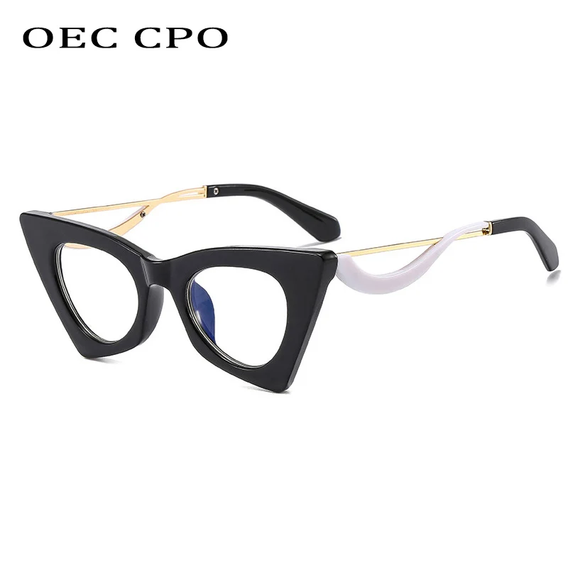 OEC CPO Retro Kačių Akių Optinių Akinių Rėmeliai Moterų Mados skaidraus Lęšio Akiniai Moterų Recepto Akiniai Rėmeliai E678 4