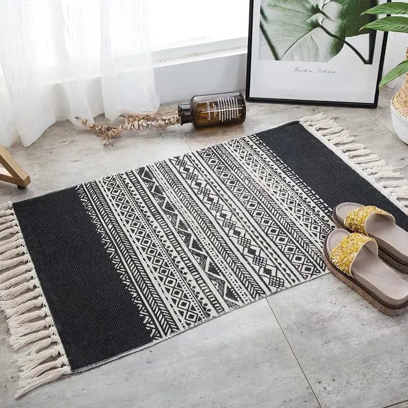 Medvilnės ir lino, rankų darbo austas kilimas gyvenimo kambario, miegamasis etninės stiliaus kilimas bohemiškas stilius mašina galima skalbti namuose kilimėlis 4