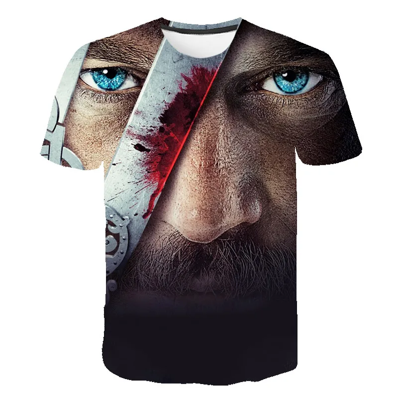 TV Serialas Vikingai 3D Print T-shirt Vasarą Vyrams, Moterims, Ragnar Lothbrok trumpomis Rankovėmis T Marškinėliai, Unisex Viršūnes Mados Atsitiktinis Tees 5