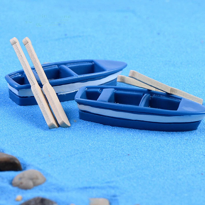 Mielas Mini Valtis Modelis Žaislai Vaikams, Mėlyna Laivo Irklas Pavyzdį, Mediniai Vaikų Švietimo Žaislai, 1, Nustatyti(1Pcs Valtis Ir 2vnt Oar)/1pc 5