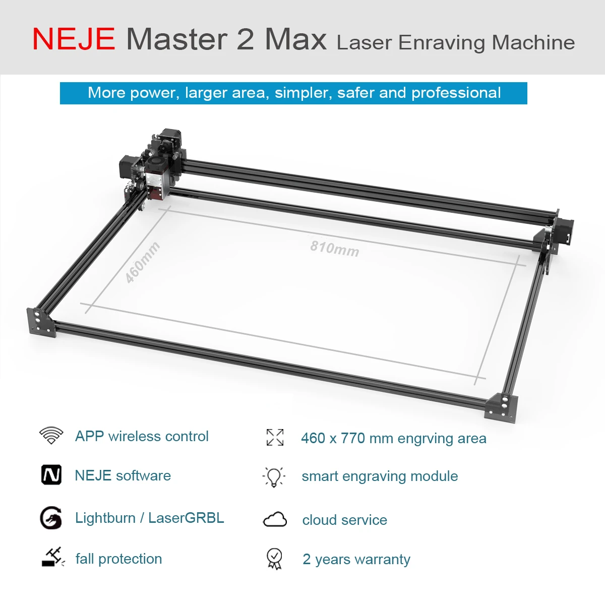 NEJE Max 80W Didelės Spartos Lazerinis Graviravimas Mašina Lightburn App Kontrolės Lazerio Pjovimo CNC Graveris Medžiagos-Mediena/Metalas/Oda 5