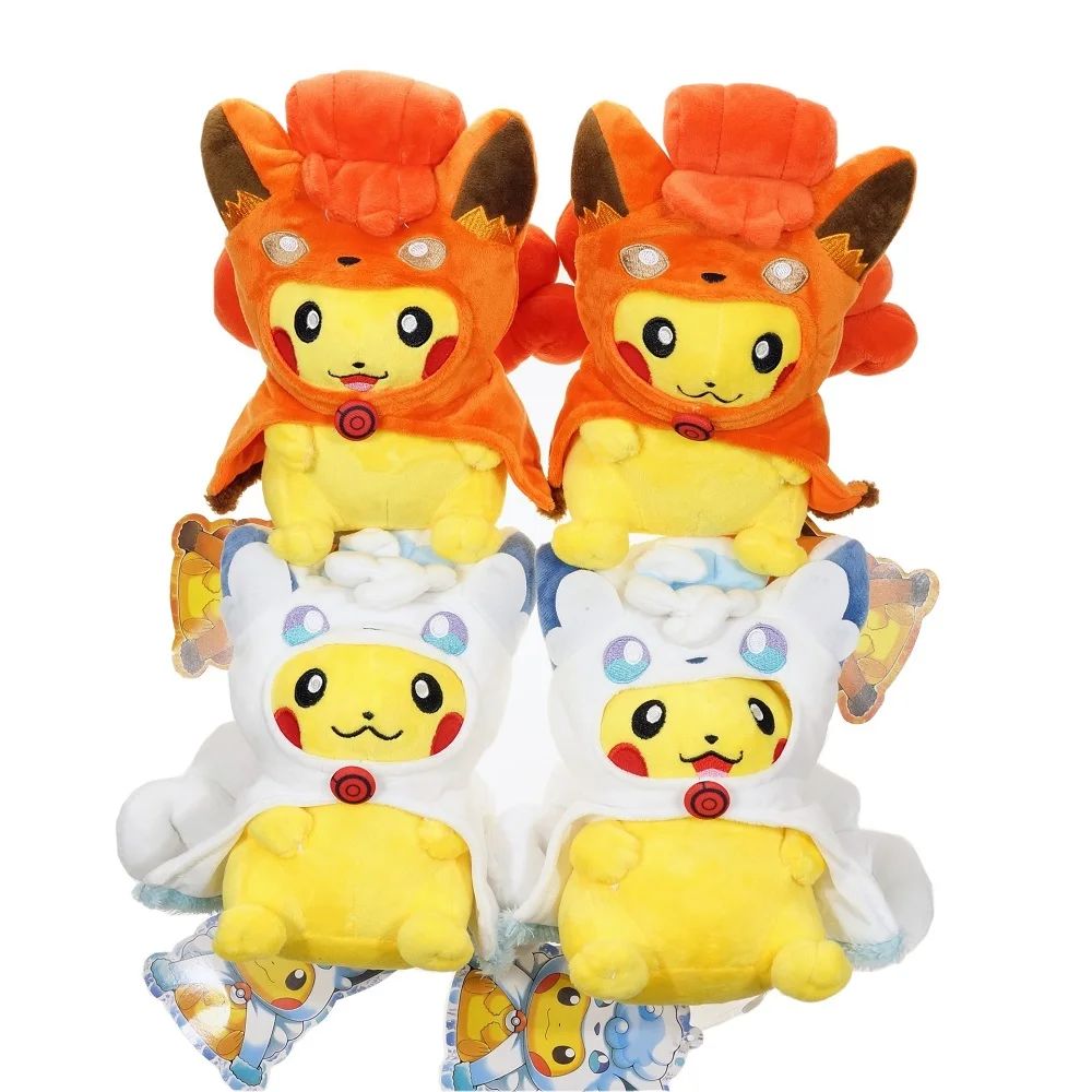 TAKARA TOMY Pokemon Pikachu Virsta Ugnies Vulpix & Ice Vulpix Alora Pliušinis Lėlės Originalių Pokemon Pikachu Anime Pliušinis Lėlės, Žaislai 5