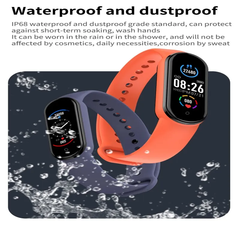 M5 Smart Apyrankę Multi-sporto režimais, atsparus Vandeniui Smart Watch Širdies ritmo Fitness Tracker Mados Vyrai Moterys Smart Apyrankė 5