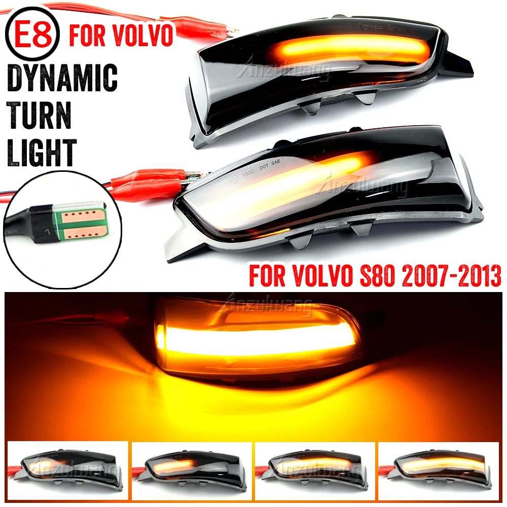 Volvo S40 S60 S80 C30, V50 V70 Dinamiškas Posūkio Signalo Lemputė LED galinio vaizdo Šoniniai Veidrodėliai Šviesos Eilės Indikatorių Lemputė 5