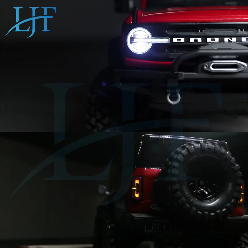 LJF 2021 nauja LED apšvietimo Sistema Priekyje & Žibintas Galinis Grupė 1/10 RC Automobilių Traxxas TRX4 Ford Bronco Priekinis ir galinis Žibintai L339 5