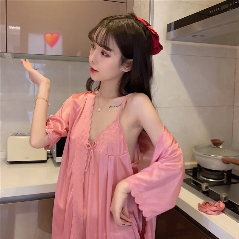Moterų Apdaras Suknelė Rinkiniai Vasaros Kietas Elegantiškas Nėrinių Seksualus Varčias Sleepwear Moterų Kvėpuojantis Dirželis Korėjos Stiliaus Laisvalaikio Prašmatnus Homewear 5