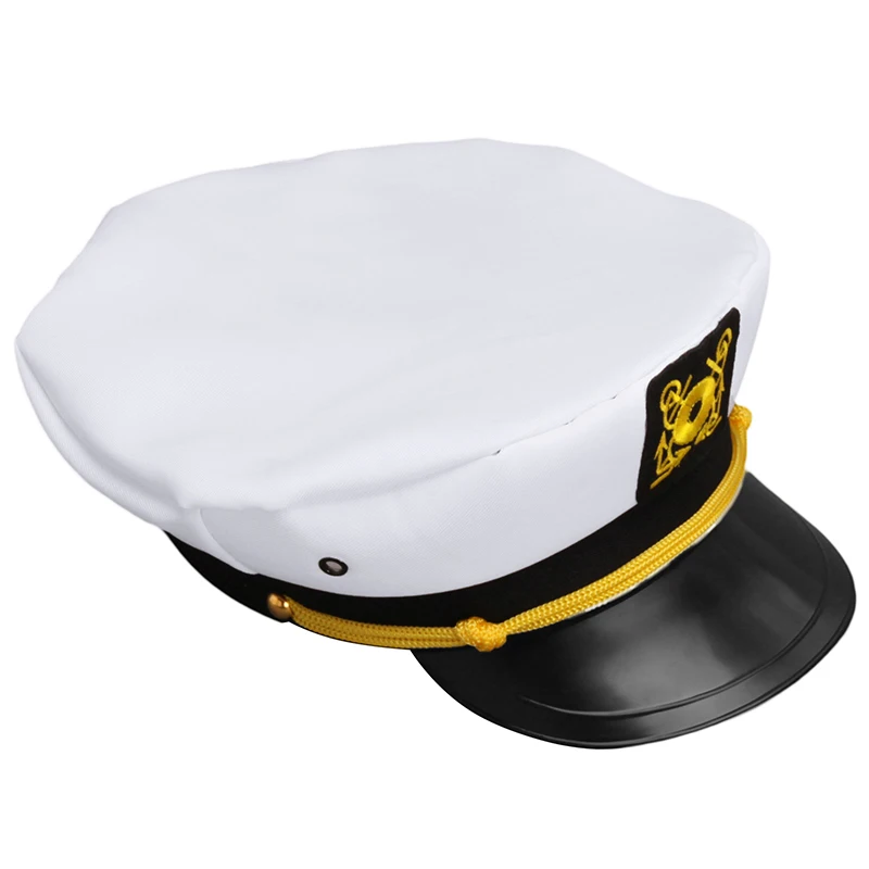 Derliaus Suaugusių Šalies Fancy Dress Unisex White Kolonėlė Kapitonas Buriuotojai Karinio Jūrų Laivyno Kapitonas Valtimis Karinės Skrybėlę Bžūp 5