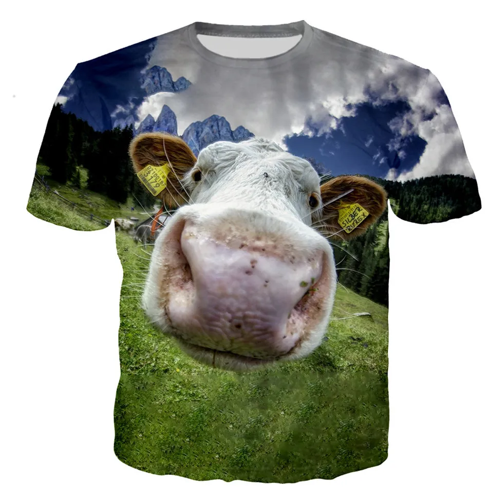 Vasarą Vyrai Moterys Mados Kūrybos Modelio Dizainas 3D Print T-Shirt Gyvūnų Karvių Drabužiai Berniukams, Mergaitėms, Tshirts Paauglių Cool Atsitiktinis Viršūnės 5