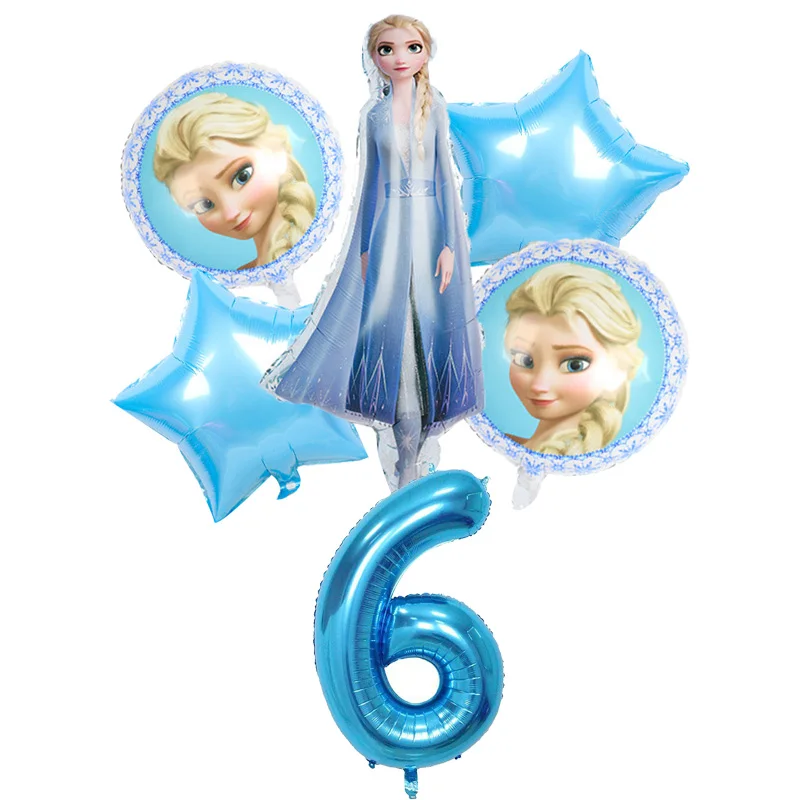 6Pcs Disney Užšaldyti Princesė Elsa Folija Balionai Numeris 1 2 3 5 6 Gimtadienio Apdailos Mergina Foavr Vaikams Dovanų Šalies Prekių 5
