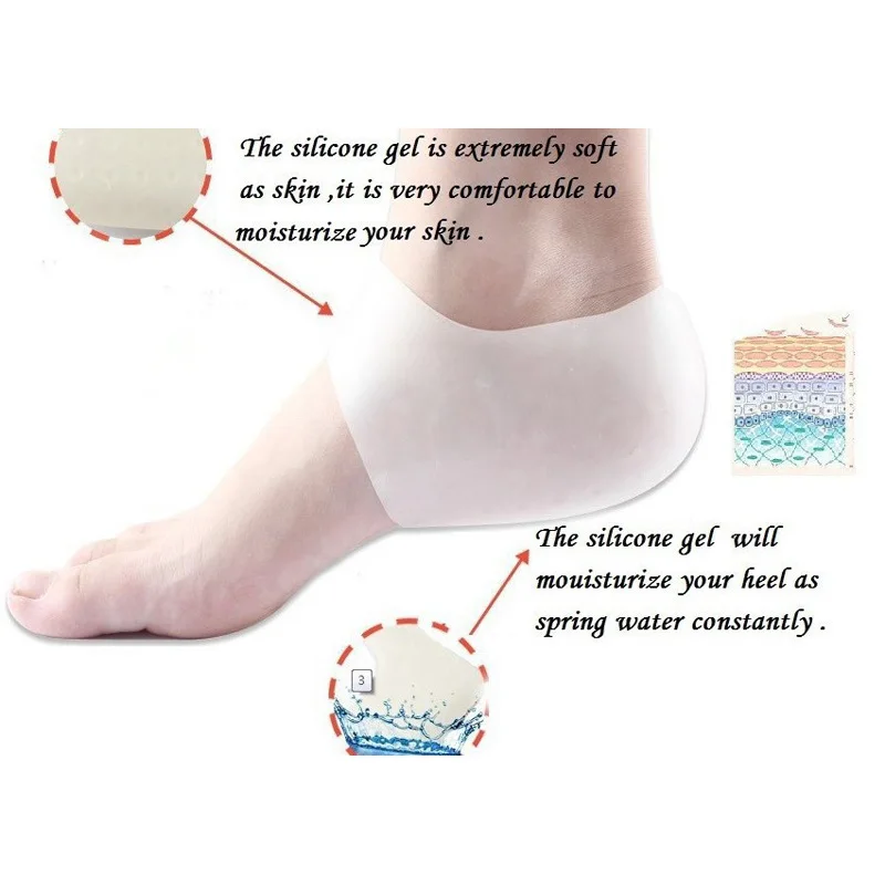 2Pcs/1Pair Silicone Gel Insoles Cushion Pad Moisturizing Socks for Pedicure Foot Care Shoes Insoles Anti Crack Heel Protector 5