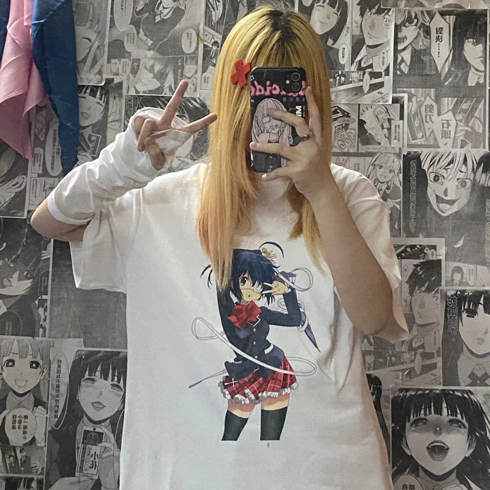 Moterys Anime Moterų T Shirts Harajuku Grafinis T-shirt Atsitiktinis marškinėliai Šalis Diena marškinėliai trumpomis Rankovėmis Negabaritinių Moterų Anime Drabužiai 5