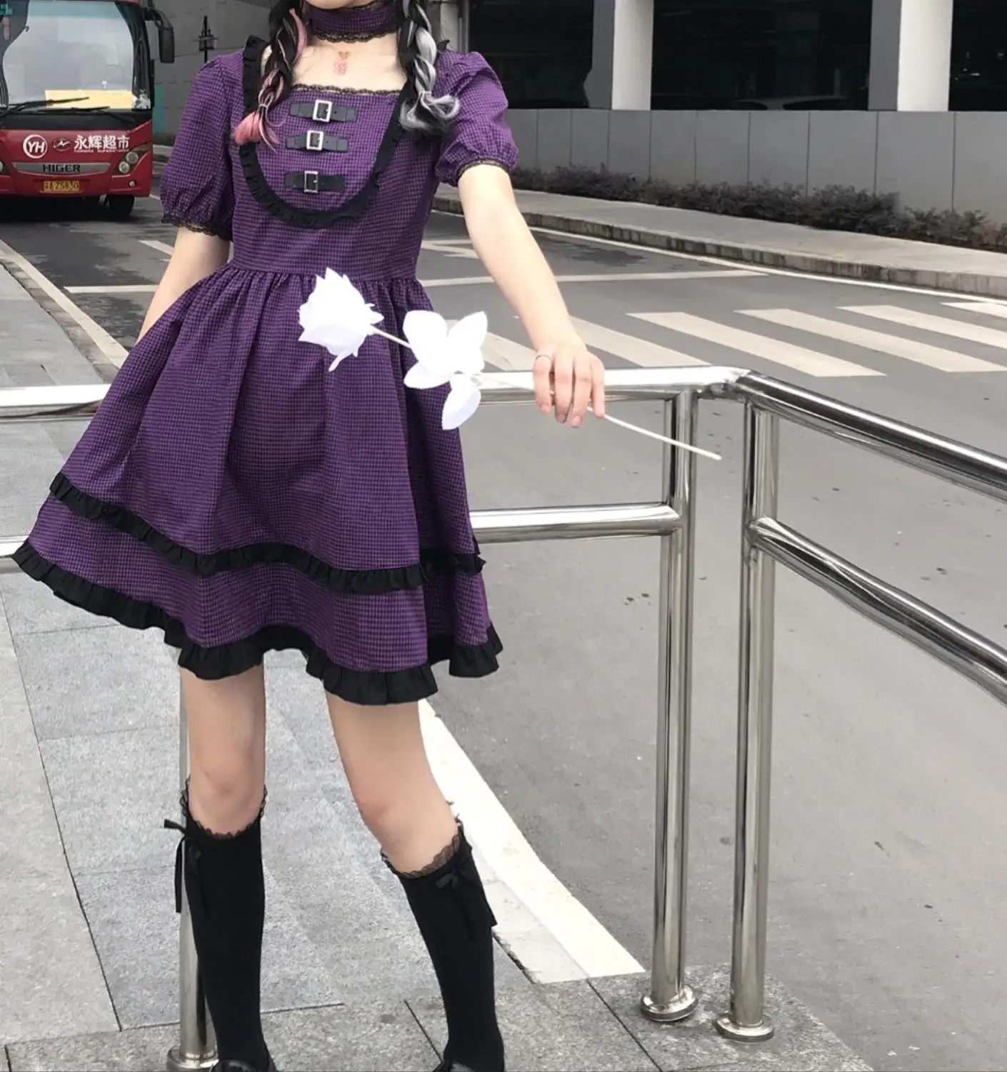 Gothic Lolita Dress Harajuku Vintage Stiliaus Raudonos Pledas Sluoksniuotos Rankovėmis Suknelė Kolegijos Retro Stiliaus Dizaino Prasme Cool Girl 5