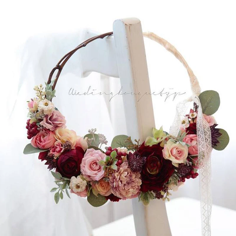 1 vnt rotango ratas vainikas vestuvių dekoravimas dirbtinių gėlių girlianda 