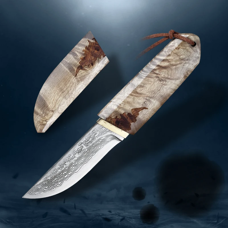 VG10 Damasko plieno 75 sluoksnių, baltas šešėlis medžio Japonų kardas aštrus kempingas medžioklės lauko peilis serija (Samurajus stilius) 5