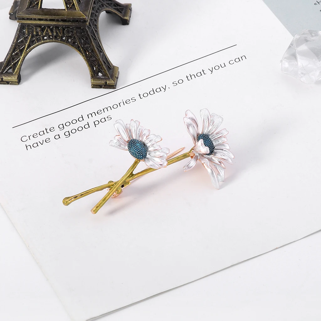 Naujas Dizainas Emalio Daisy Gėlių Sages Moterims, 2-spalvų Vestuvėms Gėlių Atsitiktinis Biuro Sagės, Segtukai, Dovanos 5