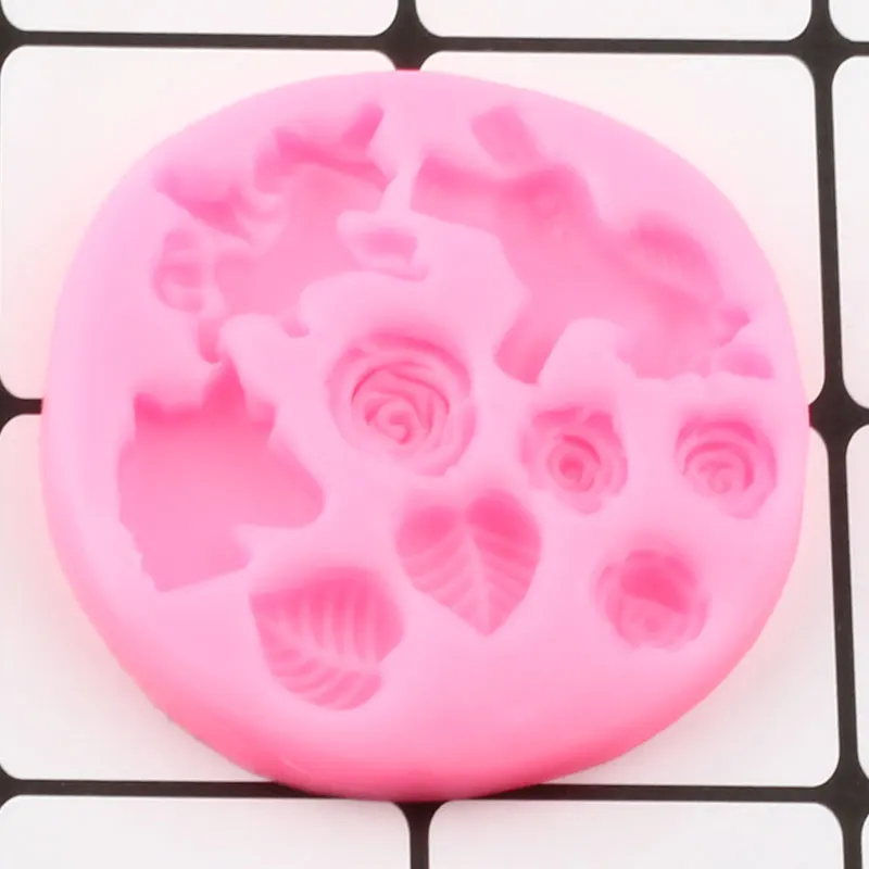 3D Vienaragis Silikono Formų Gėlių Cupcake Topper Minkštas Pelėsių 