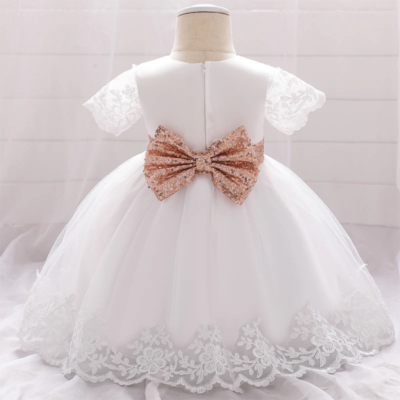 2021 Kalėdų Bamblys Pirmuosius Gimtadienius Suknelė Baby Girl Drabužiai Bowknot Krikšto Princesė Dress Nėrinių Šalis Suknelės Gėlių Mergaitė 5