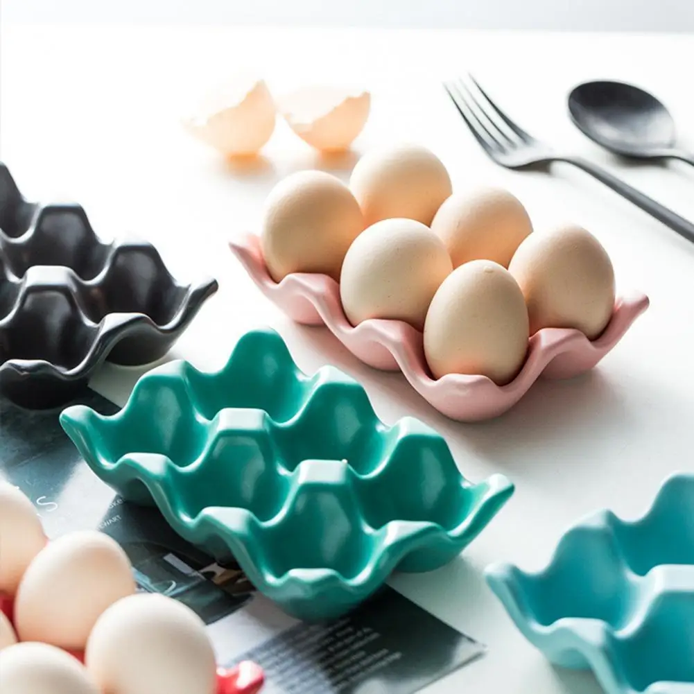Kiaušinių Laikiklis Anti-Slip 6 Tinklus Keramikos Ekologiškų Kiaušinių Konteinerių Virtuvė 5