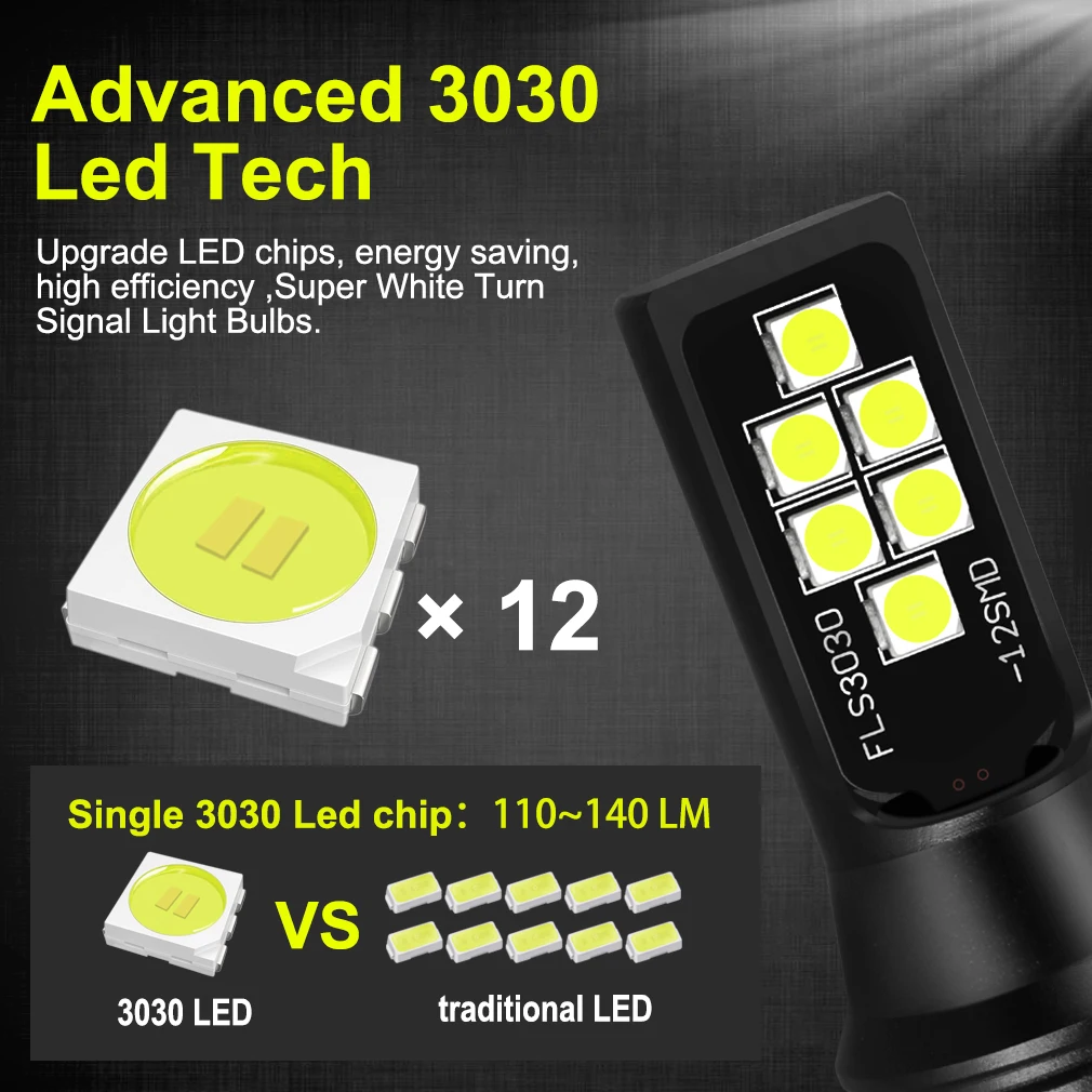 2Pcs H7 LED Lamp Super Bright 12 3030SMD Car Fog Lights 12V 24V 6000K White Driving Running Led H7 Bulbs for Auto Automotive 5