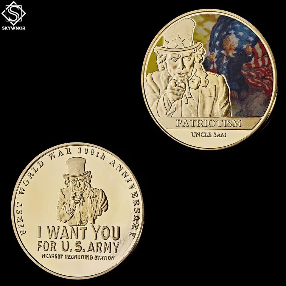 5VNT Dėdė Sam Patriotizmo Pirmojo Pasaulinio Karo 100-Osioms aš noriu jums Už JAV Armijos Iššūkis Monetos JAV 5