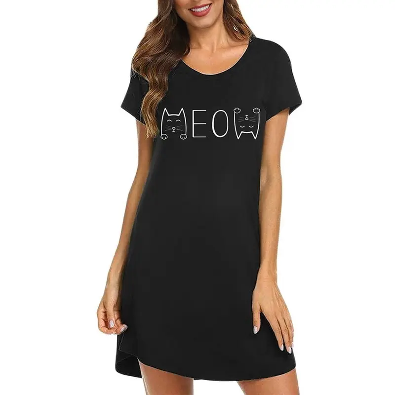 Moteris Laiške Nightgowns Sleepshirts Sleepwear Atsitiktinis Prarasti Miego Marškinėliai Spausdinami Naktį Suknelė Ilgomis Rankovėmis Naktiniai Drabužiai 5