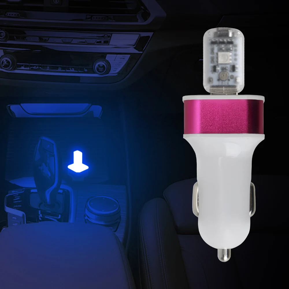Mini Automobilių LED Šviesos Atmosfera Balso ir Touch Kontrolės RGB Dekoratyvinės Lempos USB Magija Etapo Poveikį Šviesos Žiebtuvėlis 5