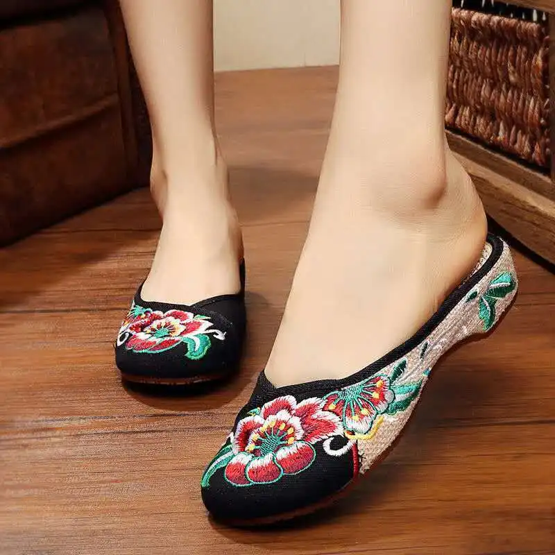 Cresfimix zapatos de mujer moterų saldus, lengvas namų mokasīni, kinų tradicinio siuvinėjimo retro šokių butas batai a6890 5