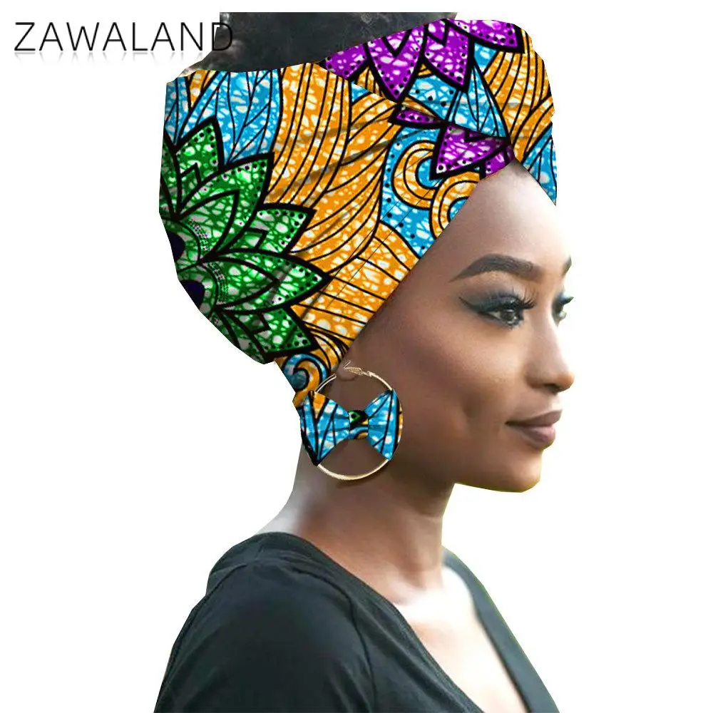 Zawaland Afrikos Stiliaus Moterų Skarelė Mados Batikos Spausdinimo 2021 Naujas Hijab Lankelis Geomatric Modelio Spausdinimo Skarelė 5