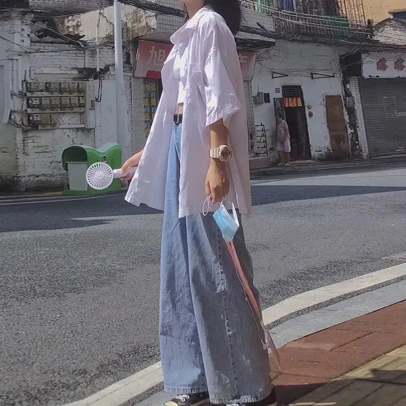 Džinsai Moterims Harajuku Retro Korėjos Stiliaus Studentų Derliaus Streetwear Paaugliams Čiuožėjas Paprastas Atsitiktinis, Kietas Klasikinis Aukšto Juosmens Baggy 5