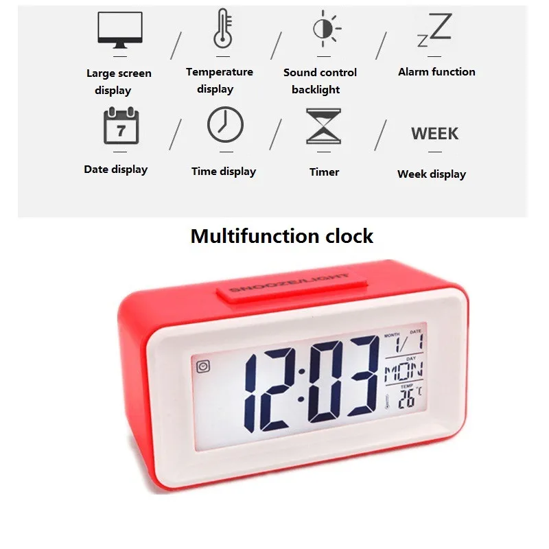 Mados Skaitmeninis Led Laikrodis-Žadintuvas Studentų Žiūrėti Su Savaitės Atidėti, Termometras, Stalas Clcoks Elektroninių Stalo Kalendorius LCD Stalas Laikmatis 5