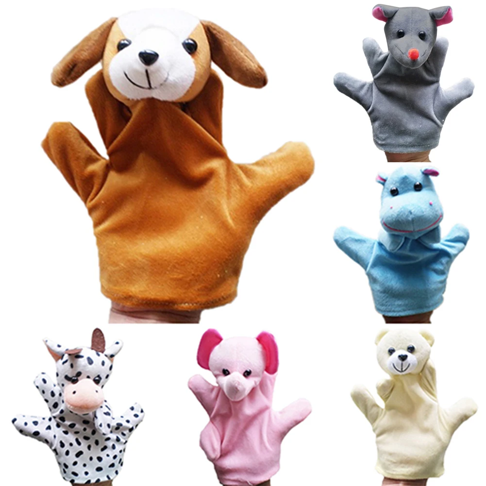 Subtilus Baby Vaikų Zoologijos Ūkio Gyvūnų Vertus Pirštinių Lėlių Piršto Maišas Pliušinis Žaislas 5