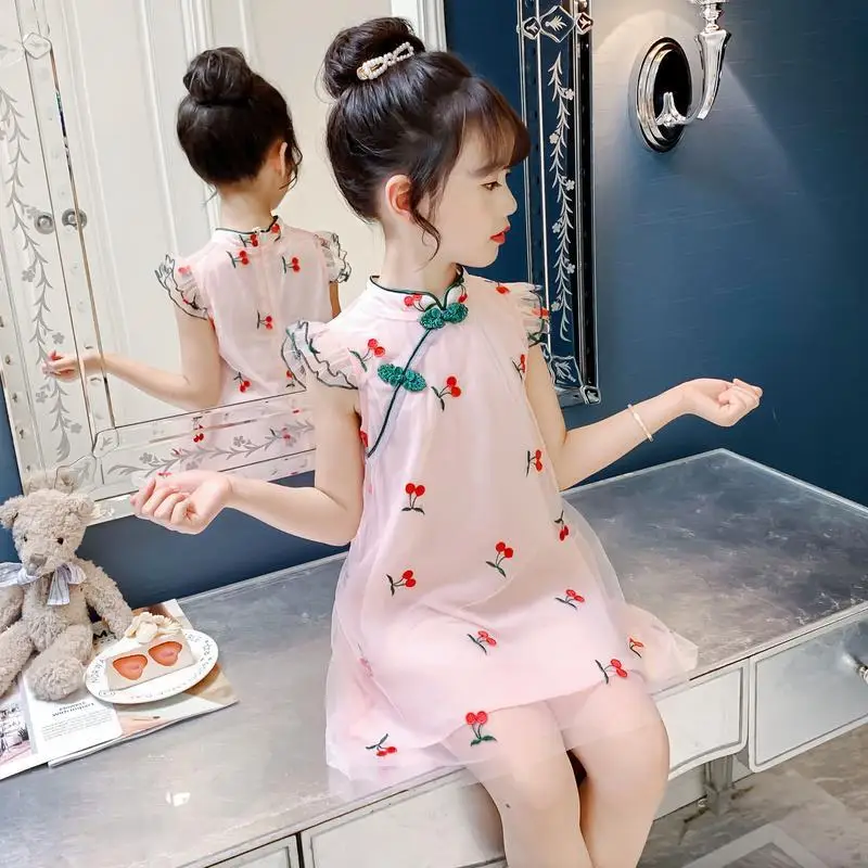 Mergaičių Suknelė Vasaros 2021 Nauja Vaikų Cheongsam Mada, Retro Stiliaus Kinijos Mergina Princesė Suknelė Šalis Suknelės Mergaitėms 2 Metai 5