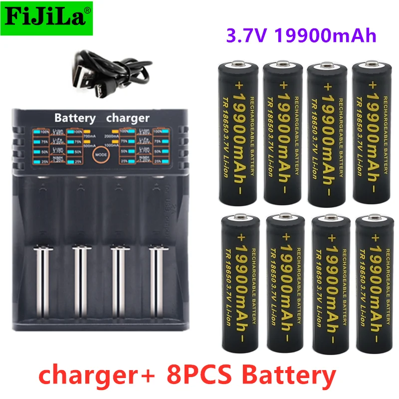 Naujus 18650 baterija 3.7 V 19900mAh įkrovimo liion akumuliatoriaus Led žibintuvėlio baterijos 18650 baterijos Didmeninė +USB įkroviklis 5