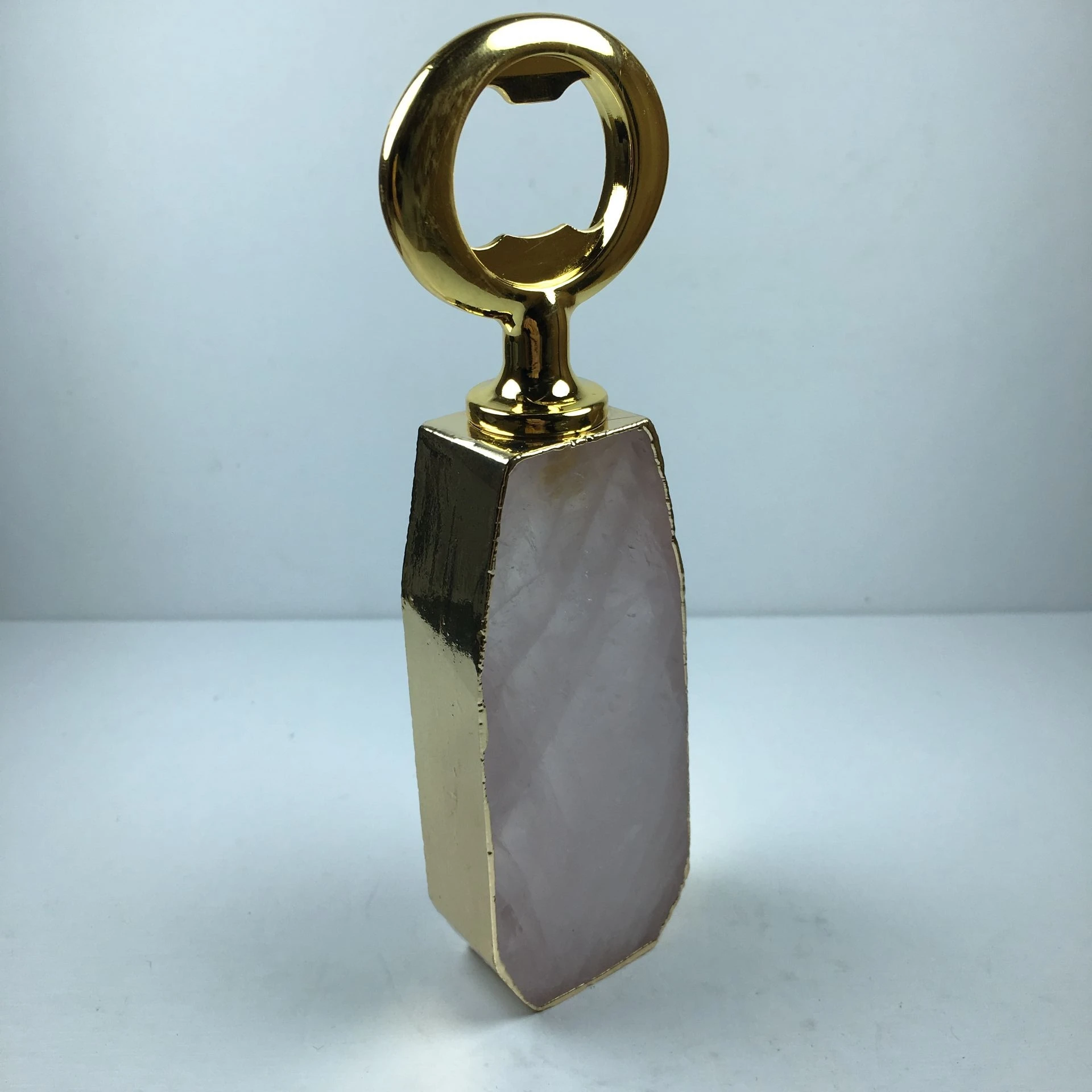 1PCS Natūralaus akmens butelio atidarytuvas alaus butelio atidarytuvas asmenybės rožinė kristalų galvanizavimo aukso kraštas 5