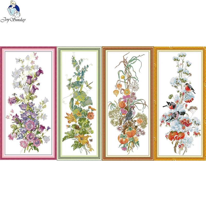 Four Seasons Dekoracijos Serijos Modelis Rankdarbiams Skaičiuojami Atspausdinta Ant Drobės Kryželiu Schemų Namų Puošybai 