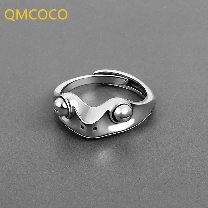QMCOCO 925 Sidabro Naujas Paprastas Dizainas Varlė Formos Žiedus, Šviesą Nelaimę Atidarykite Reguliuojamas Žiedo Mados Bauda Jewelr 5