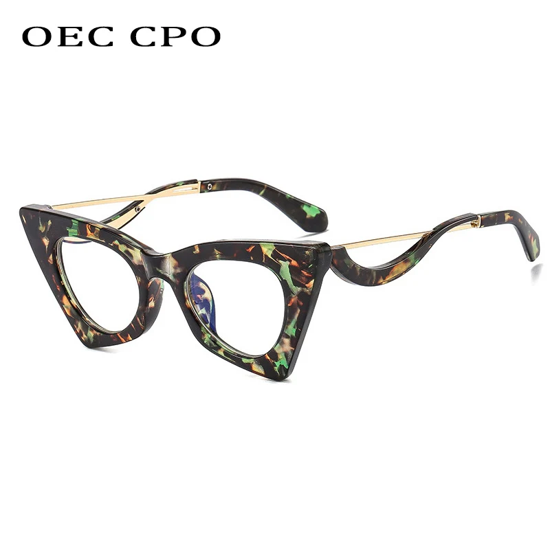 OEC CPO Retro Kačių Akių Optinių Akinių Rėmeliai Moterų Mados skaidraus Lęšio Akiniai Moterų Recepto Akiniai Rėmeliai E678 5