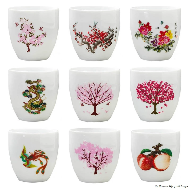 Japonijos Sakura Taurės žemoje Temperatūroje Spalva Keičiasi Gėlių ekrano Sake Taurės Keramikos Arbatos Puodelio Arbatos Puodeliai 5