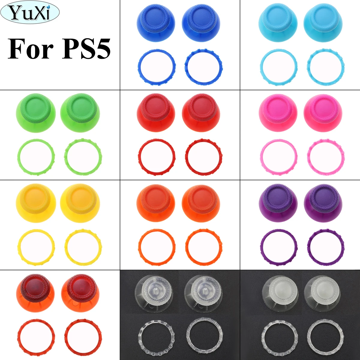 YuXi Analoginis Padengti 3D Nykščio Lazdos Kreiptuką Thumbstick Grybo Kepurė Sony PlayStation 5 PS5 su Priedais Akcentas Žiedai 5