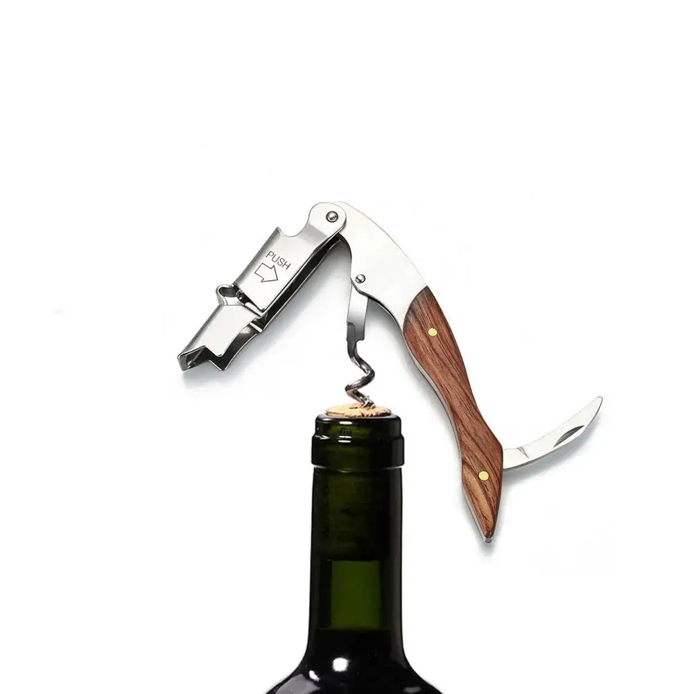Nerūdijančio Plieno Kamščiatraukis, Vyno Pagrindinių Alaus Butelio Atidarytuvas Folijos Pjoviklis Medienos Rankena Atidarytuvai Padavėjo vyno peilis Corkscrews Someljė 5